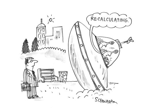 UFO crashes, GPS says 'recalculating'.