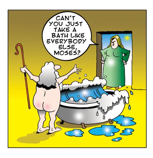 Bath time for Moses.
