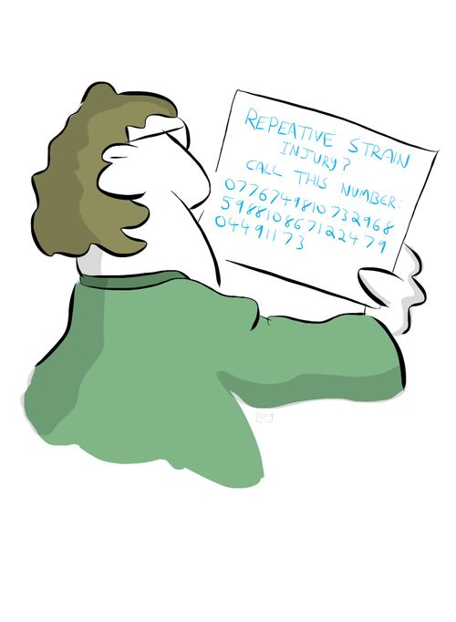 Repetitive Strain Injury? Call this number 0776749810732968...