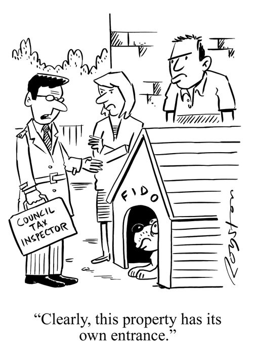 Council tax inspector notes dog kennel: 'Clearly, this property has its own entrance.'