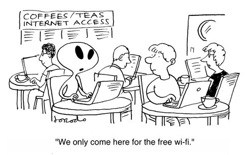 'We only come here for the free wi-fi.'