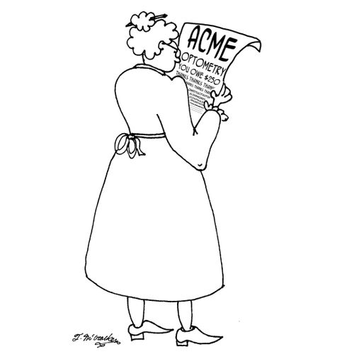 Acme Optometry, YOU owe $25.00.