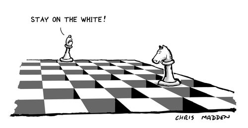 "Stay on the white!"