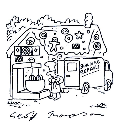 Building repairs at the Gingerbread House.