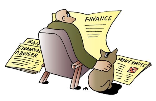 A Man and His Cat Read the Financial News.