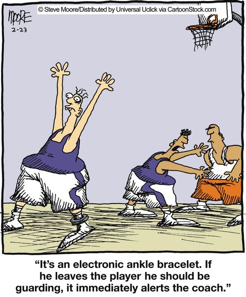 'It's an electronic ankle bracelet. If he leaves the player he should be guarding, it immediately alerts the coach.'