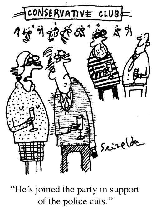 'He joined the party in support of the police cuts.'