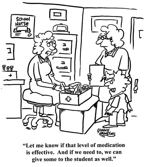 School nurse to teacher: 'Let me know if that level of medication is effective.  And if we need to, we can give some to the student as well.'