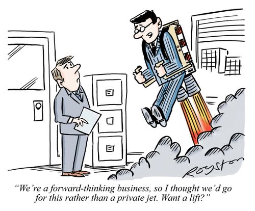 'We're a forward-thinking business, so I thought we'd go for this rather than a private jet. Want a lift?'