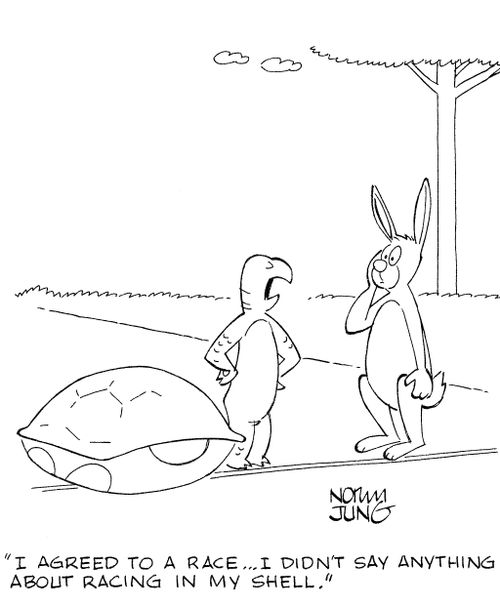 'I agreed to a race...I didn't say anything about racing in my shell.'