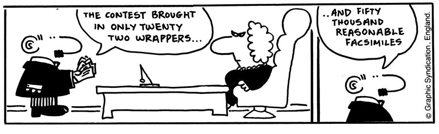 'The contest brought in only twenty two wrappers...'