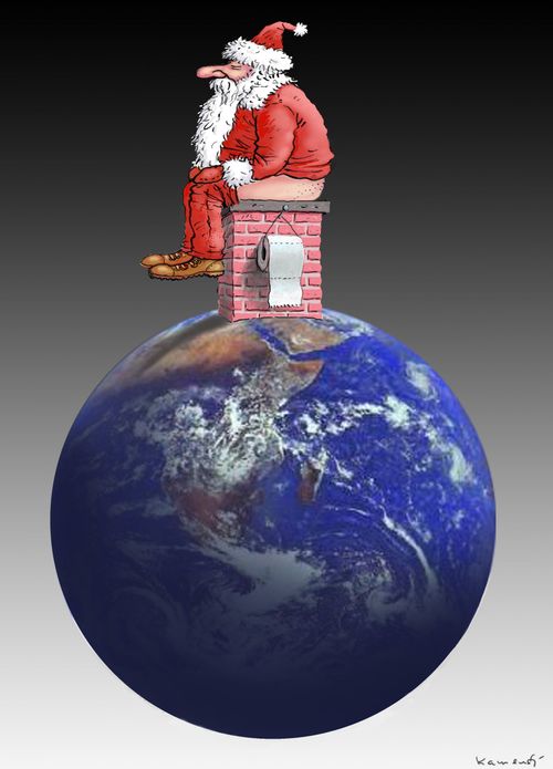 Santa Claus Poops on the Chimney of the world.
