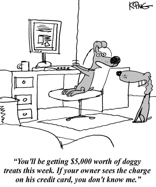 'You'll be getting $5,000 worth of doggy treats this week. If your owner sees the charge on his credit card, you don't know me.'