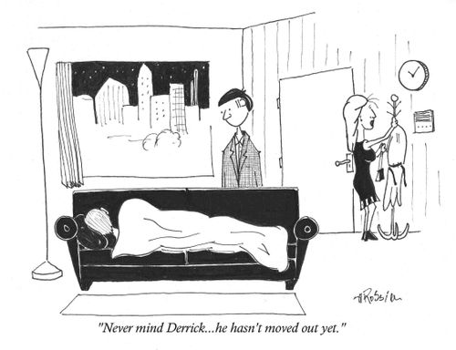 Ex-boyfriend Sleeps on Couch 'Never mind Derrick...he hasn't moved out yet.'