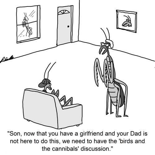 'Son, now that you have a girlfriend and your Dad is not here to do this, we need to have the 'birds and the cannibals' discussion.'