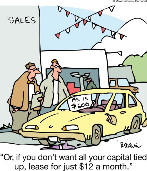 "Or, if you don't want all your capital tied up, lease for just $12 a month."