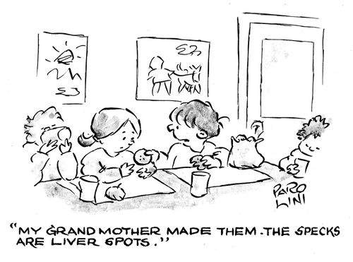 'My Grandmother made them. The specks are liver spots.'