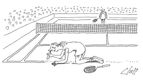 Female tennis player snorting lines on the tennis court.