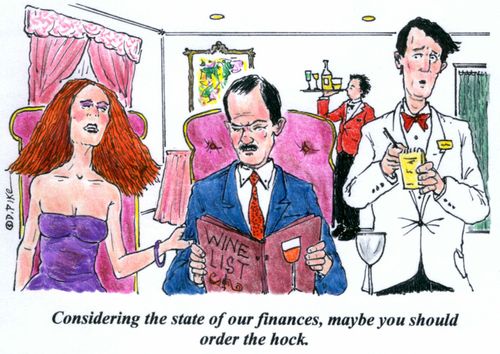 'Considering the state of our finances, maybe you should order the hock.'