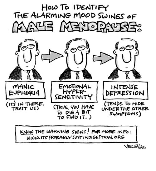 How to identify the alarming mood swings of male menopause.