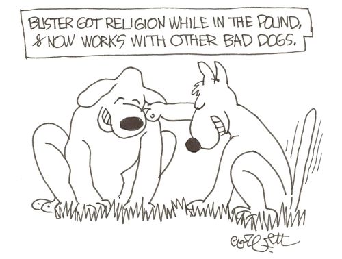 Buster got religion in the pound and now works with other bad dogs.