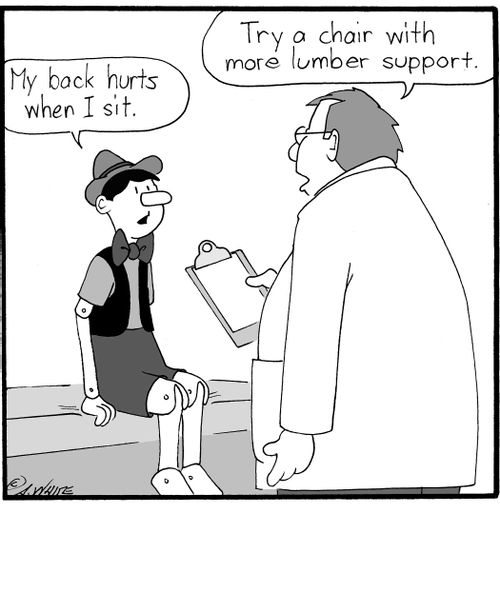 "My back hurts when I sit."