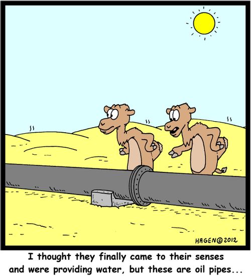 "I thought they finally came to their senses and were providing water, but these are oil pipes..."
