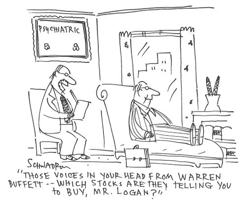 "Those voices in your head from Warren Buffett - which stocks are they telling you to buy, Mr. Logan?"