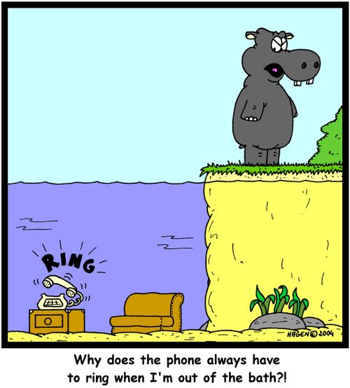 'Why does the phone always have to ring when I'm out of the bath?!'
