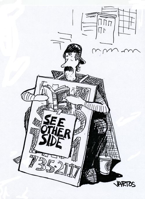 Sign saying 'See Other Side'.