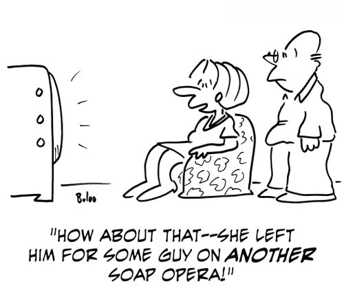 'How about that -- she left him for some guy on another soap opera!'
