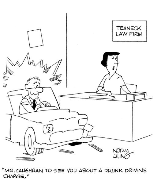 'Mr. Caughran to see you about a drunk driving charge.'