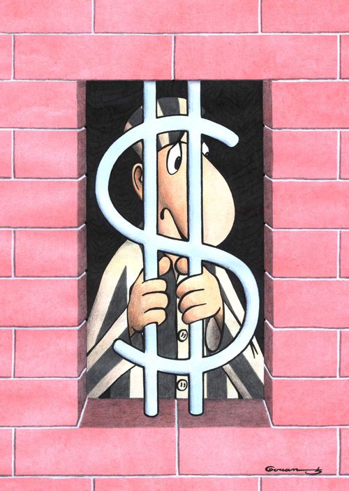 Mna behind US dollar bars.