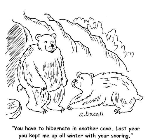 You have to hibernate in another cave. Last year you kept me up all winter with your snoring.