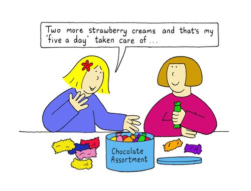 'Two more strawberry creams and that's my ' five a day' taken care of....'