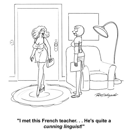 'I met this French teacher...He's quite a cunning linguist!'