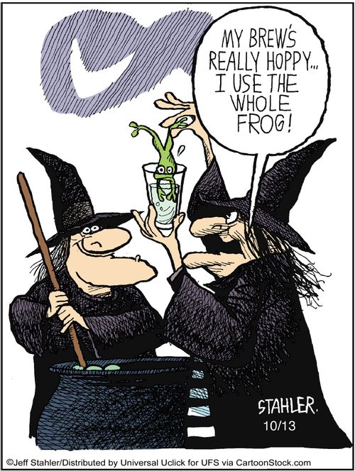 'My Brew's really hoppy. . . I use the whole frog!'