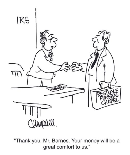 'Thank you, Mr. Barnes. Your money will be a great comfort to us.'