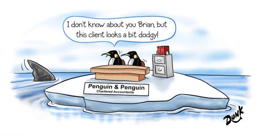 'I don't know about you Brian, but the client looks a bit dodgy!'