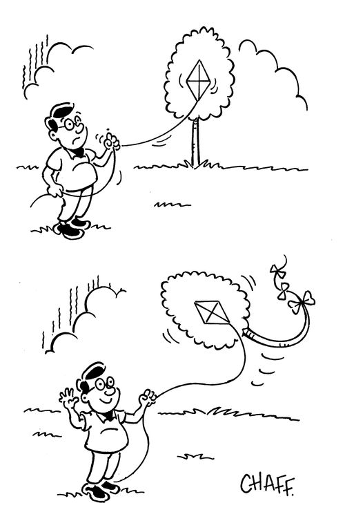 Boys kite gets stuck in a tree but the kite pulls the tree out of its roots.