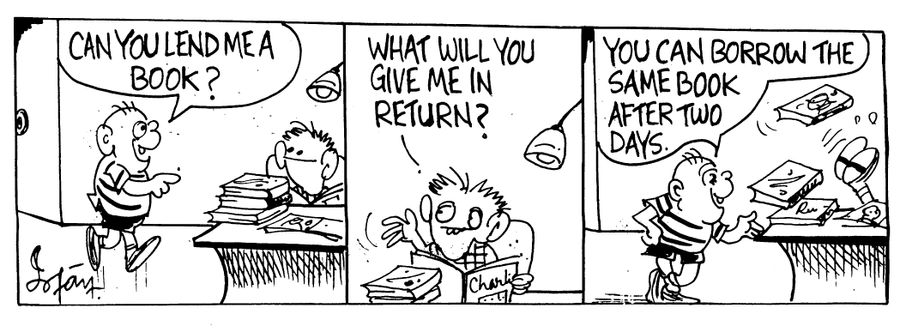 "Can you lend me a book?"