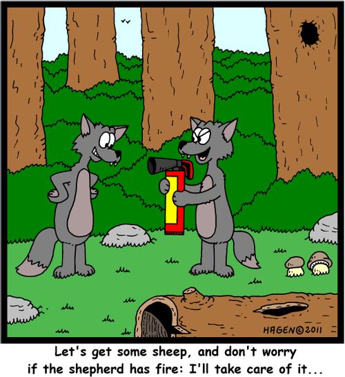 'Let's get some sheep, and don't worry if the shepherd has fire: I'll take care of it...'