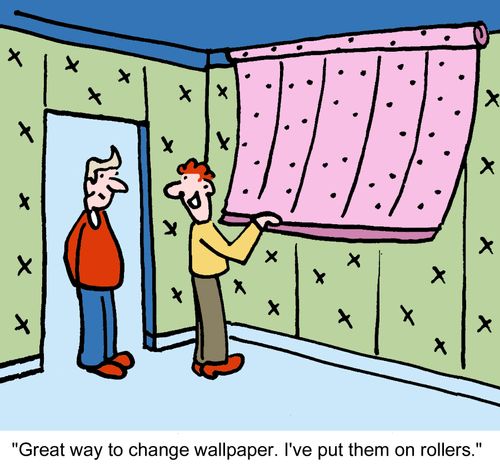 "Great way to change wallpaper. I've put them on rollers."