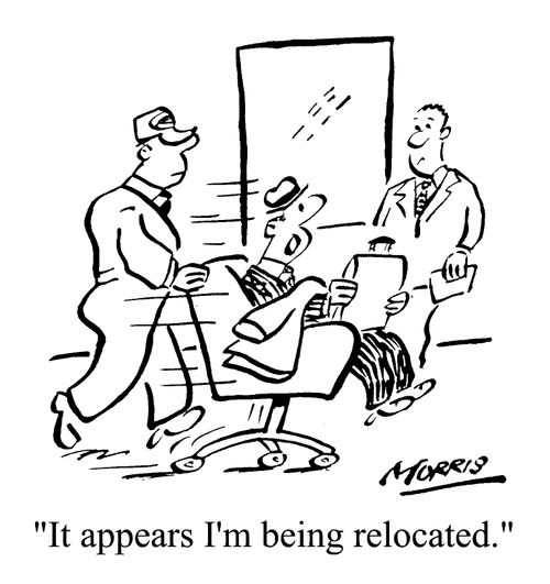 "it appears I'm being relocated"