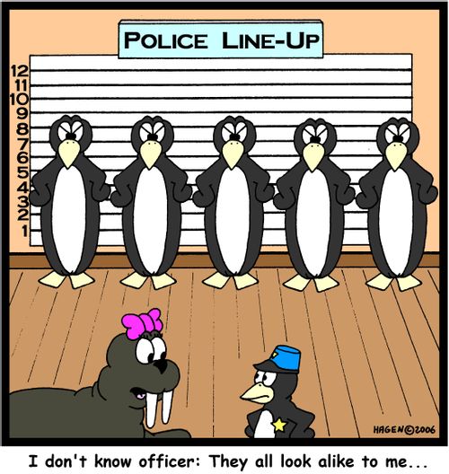 'I don't know officer: They all look alike to me...'