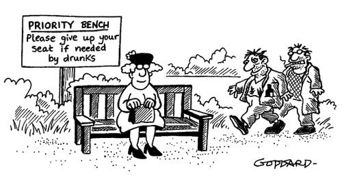 'Please give up your seat if needed by drunks.'