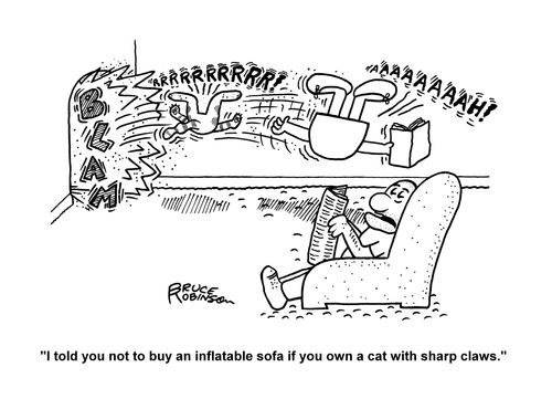 "I told you not to buy an inflatable sofa if you own a cat with sharp claws."