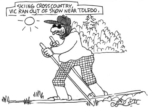 Skiing cross country, vic ran out of snow near toledo.
