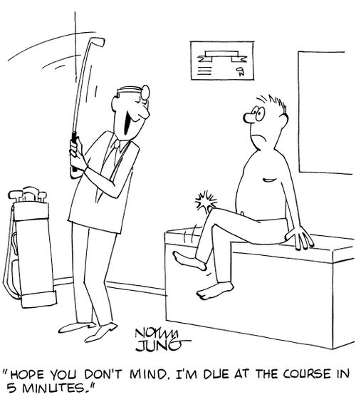 'Hope you don't mind. I'm due at the course in 5 minutes.'