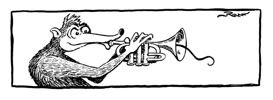 Anteater playing the trumpet